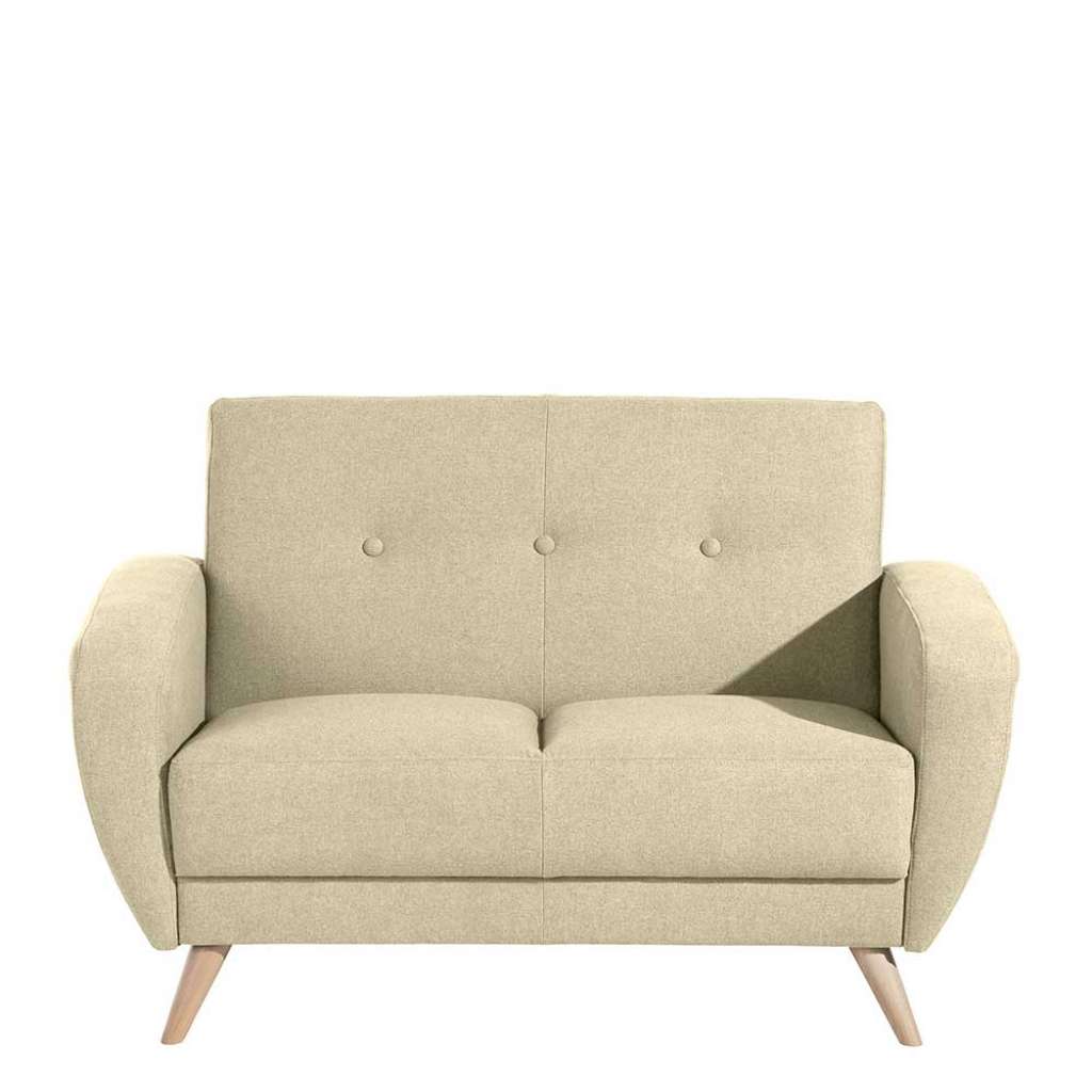 Polstersofa Zweisitzer Beige im Retrostil 136 cm breit