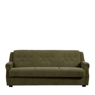Ausklappbares Sofa klassisch in Dunkelgrün Flockstoff