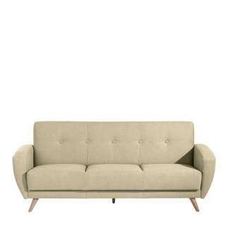 Zweisitzer Schlafsofa Beige aus Microfaser Rücken Klappmechanik