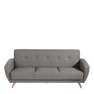 Ausklappbares Sofa Grau im Retrostil Federkern Polsterung