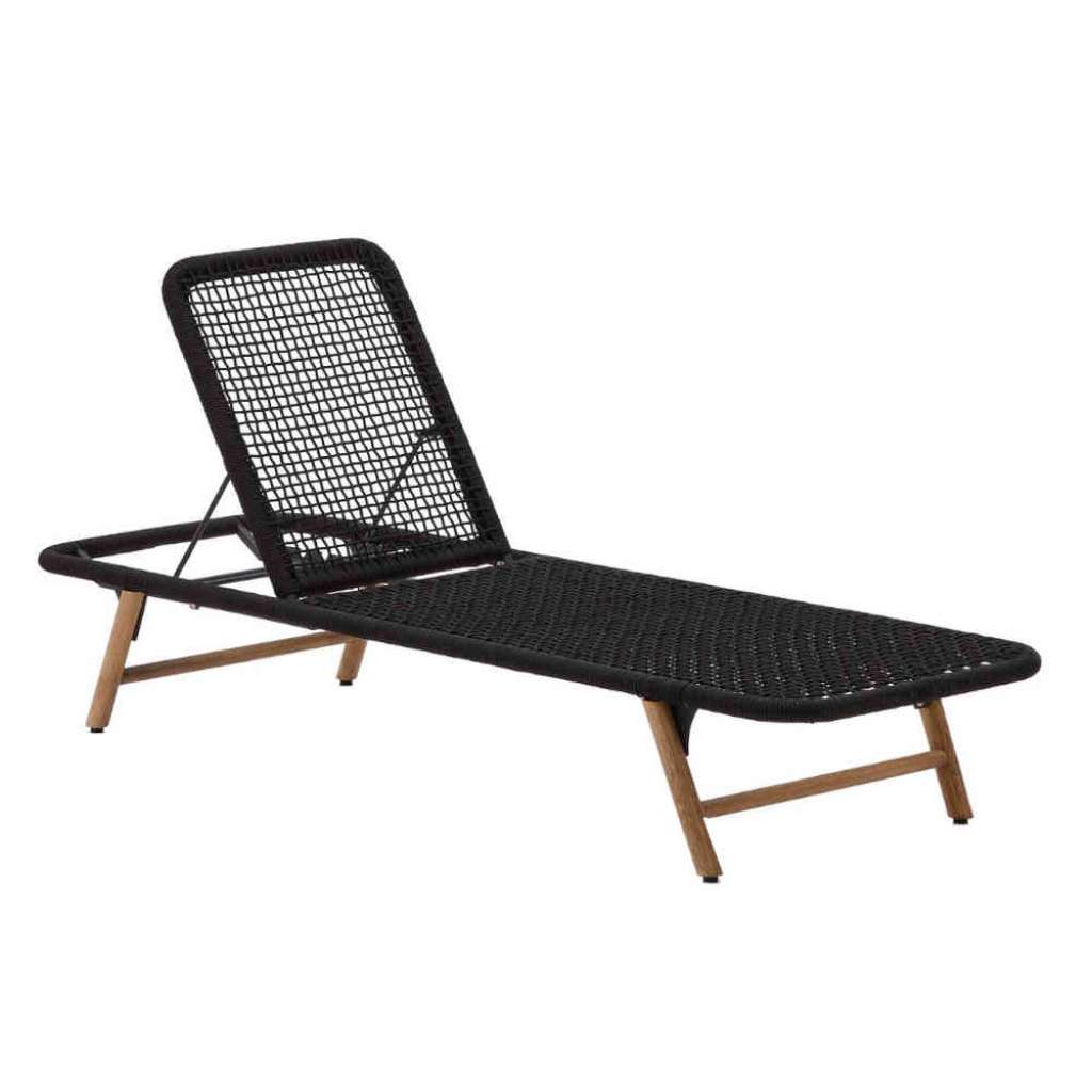 Relax Gartenliege in Schwarz und Akaziefarben gerader Liegefläche