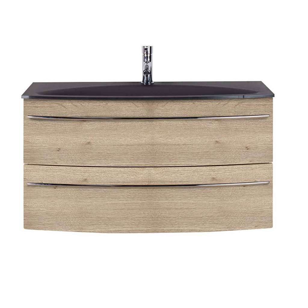 Hängender Waschtisch modern in Eichefarben Soft Close Schubladen
