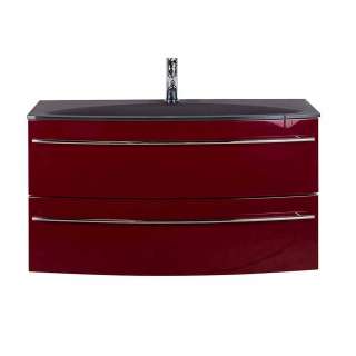 Roter Waschbeckenschrank - Seiten Anthrazit Made in Germany