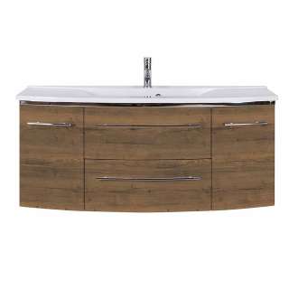Waschtischschrank Holzoptik in Eiche dunkel Struktur Soft Close