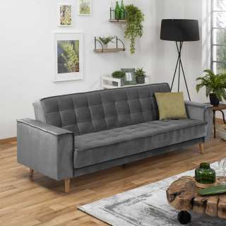 Klappcouch Retro Stil in Anthrazit Samtvelours Federkern Polsterung