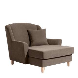 Big Sessel Landhaus in Beigegrau Velour 105 cm Sitztiefe