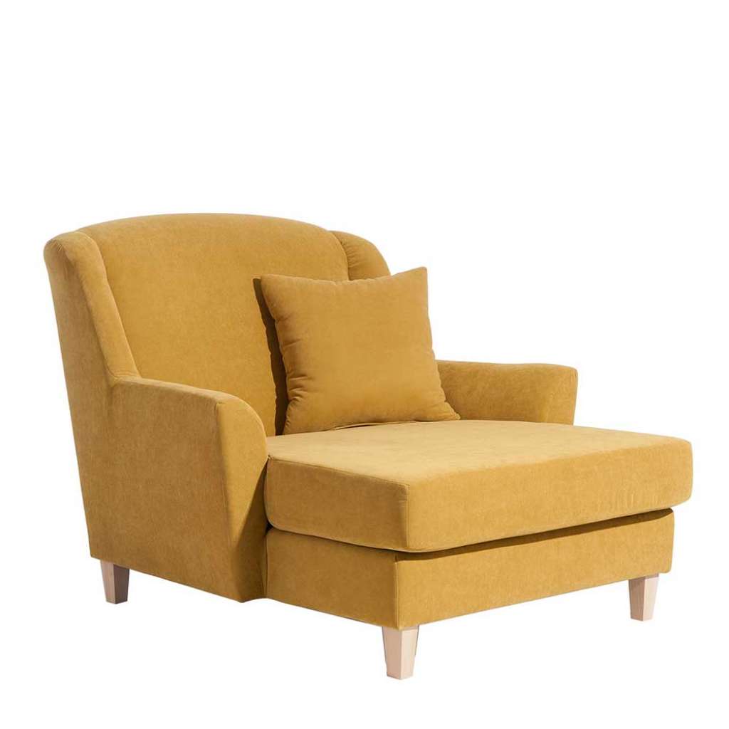 Xxl Sessel gelb Velour im Landhausstil 105 cm Sitztiefe