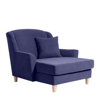 Xxl Sessel Velours blau im Landhausstil 142 cm tief - 136 cm breit