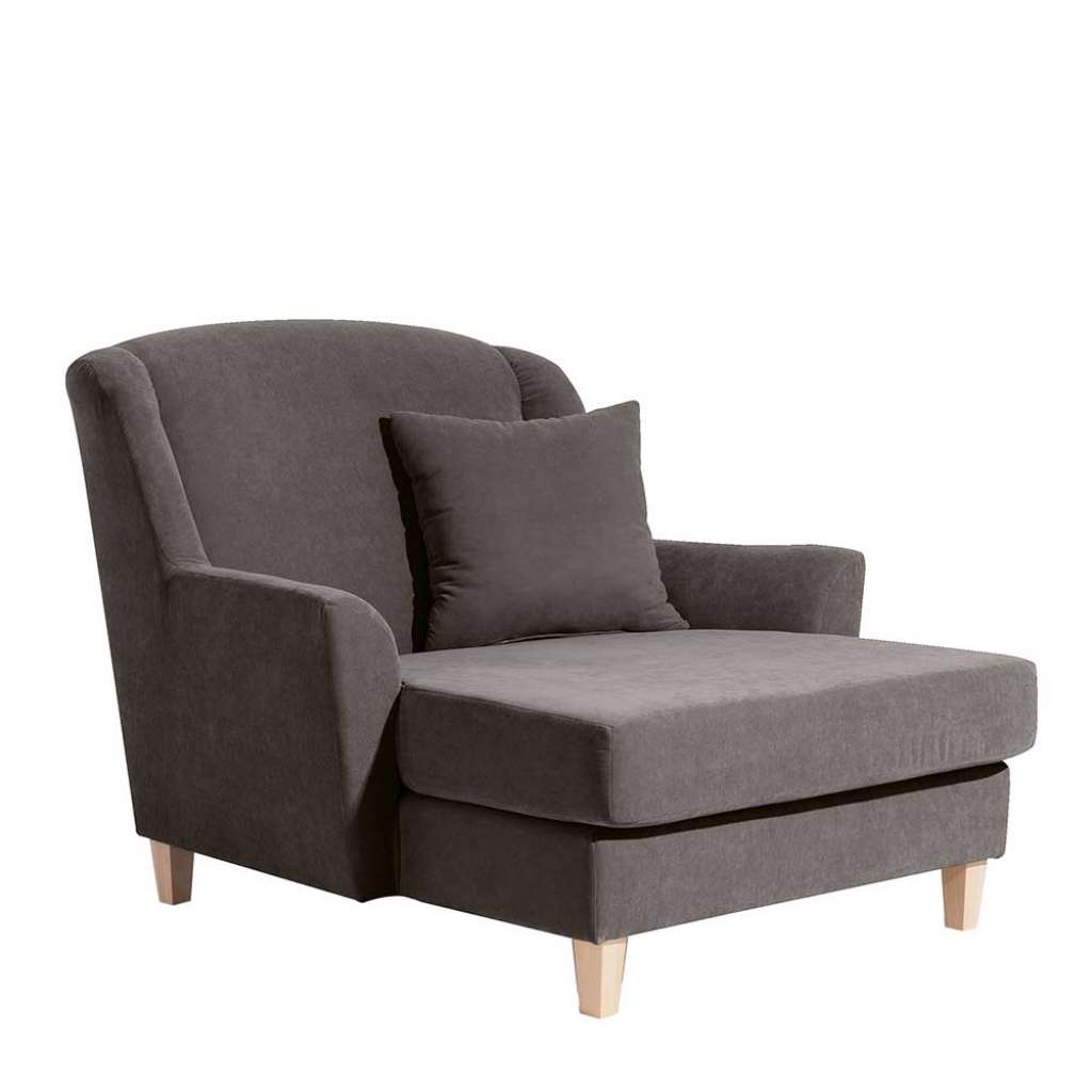 Big Sessel grau Velours im Landhausstil 105 cm Sitztiefe