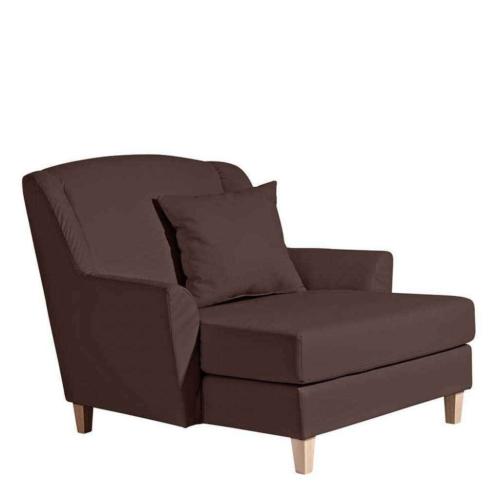 Polstersessel XXL Braun im Landhausstil Kunstleder und Buche