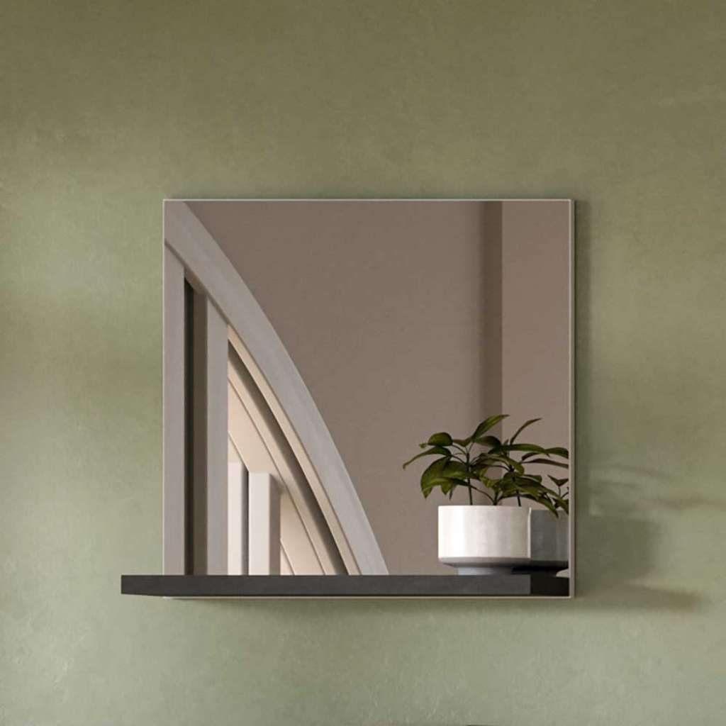 Dielenspiegel mit Ablage in Dunkelgrau 59 cm hoch - 18 cm tief