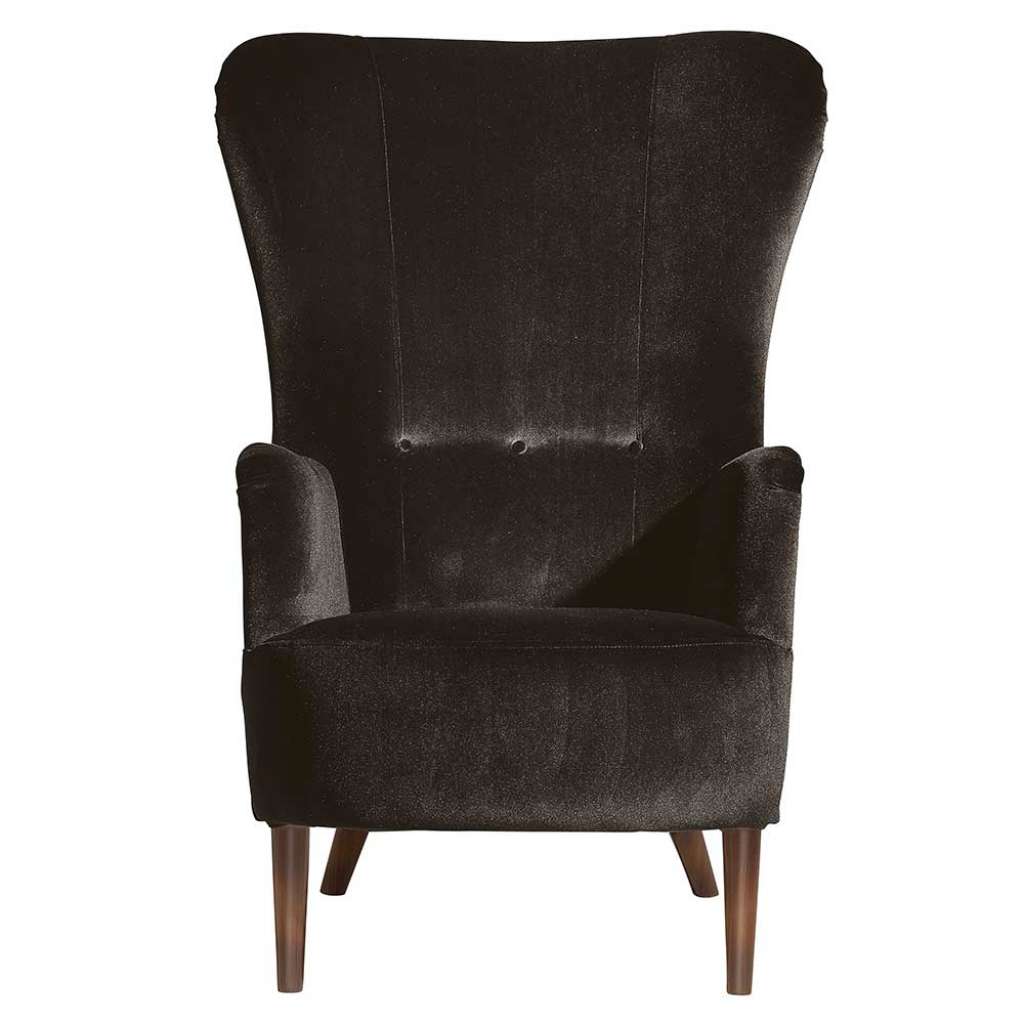 Ohrenbackensessel braun im Vintage Look Samtvelours Bezug