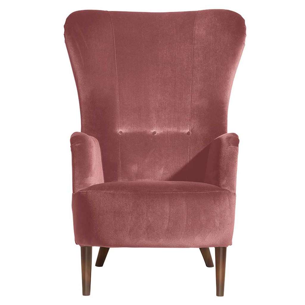Hochlehner Sessel Rosa mit Ohren Vintage Look Samtvelours