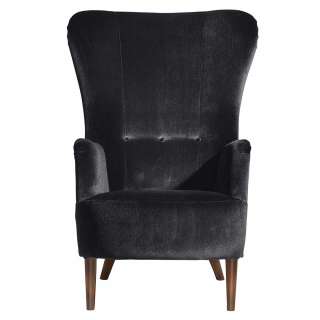 Polstersessel mit Ohren aus Samtvelours Anthrazit 121 cm hoch