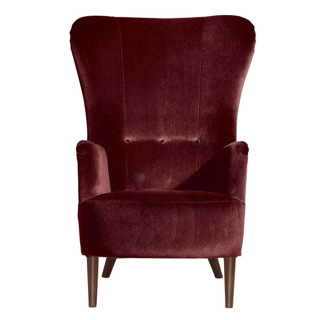 Sessel mit Ohren in Ziegel Rot Samtvelours 121 cm hoch