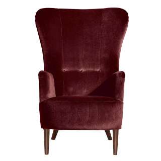 Sessel mit Ohren in Ziegel Rot Samtvelours 121 cm hoch