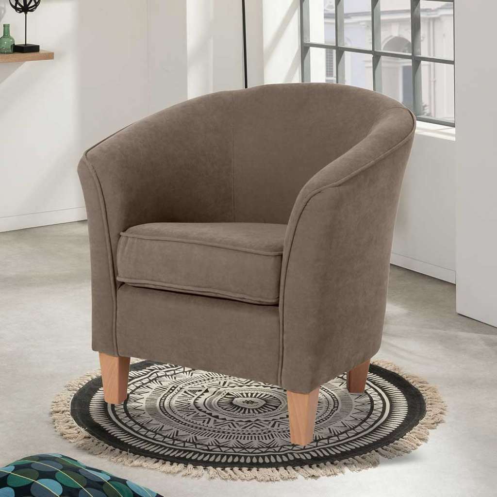 Kleiner Polstersessel in Beigegrau 70 cm breit - 74 cm hoch