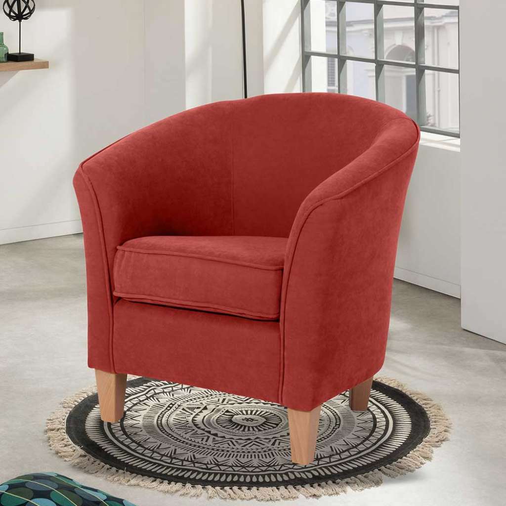 Kleiner Cocktailsessel Velours in Terracotta Buchefarben