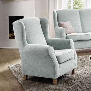Einzelsessel hellblau im Landhausstil Chenille Bezug