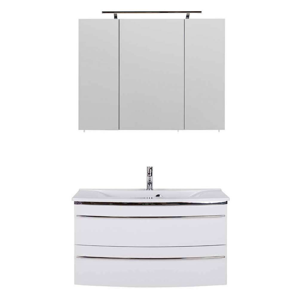 Hochglanz Badmöbel weiss Made in Germany 93 cm breit (zweiteilig)