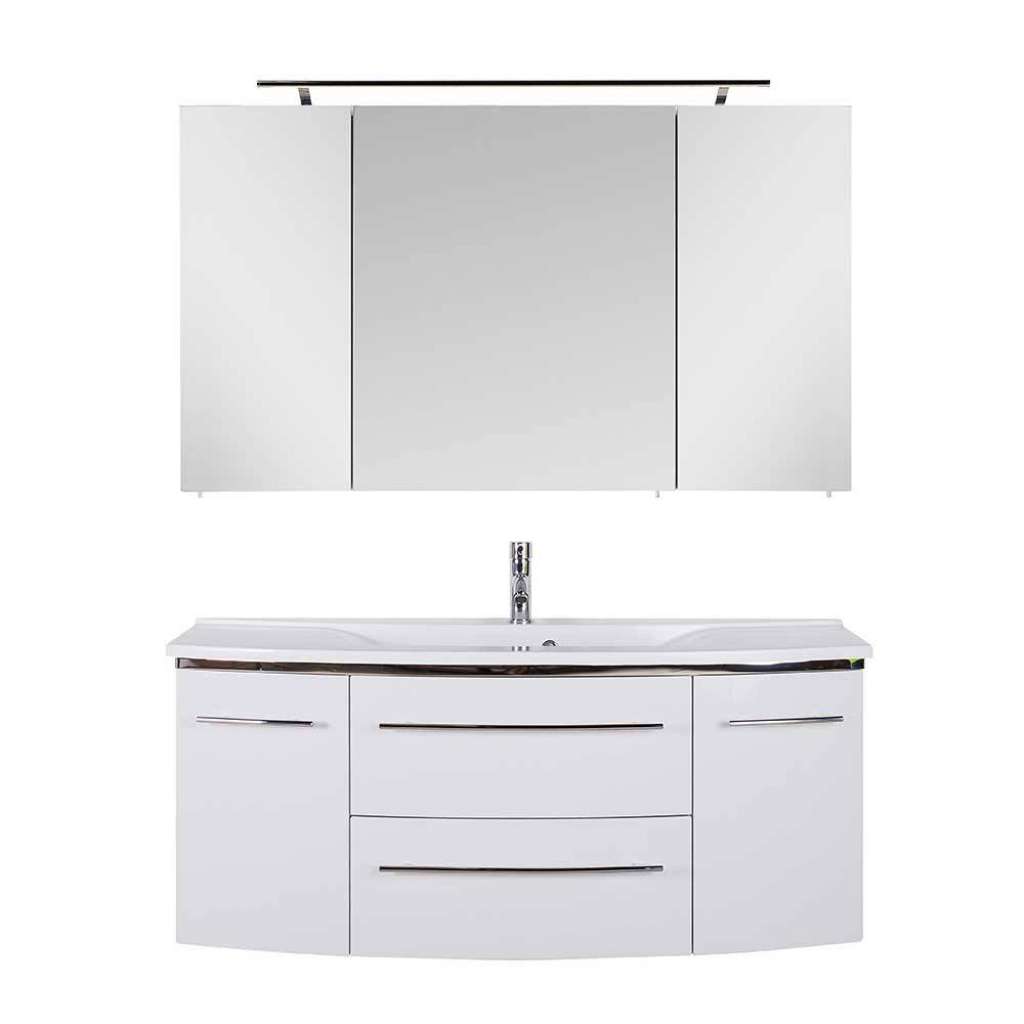 Badmöbel Hochglanz weiss Made in Germany LED Beleuchtung (zweiteilig)
