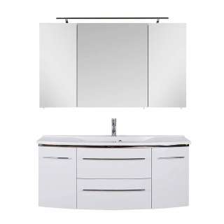 Badmöbel Hochglanz weiss Made in Germany LED Beleuchtung (zweiteilig)