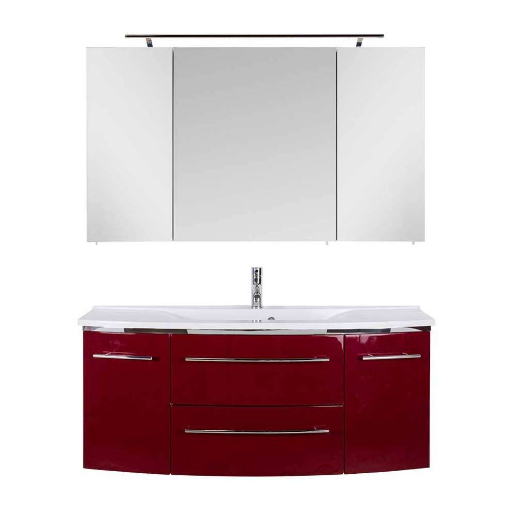 Badmöbel Hochglanz Rot in modernem Design Made in Germany (zweiteilig)