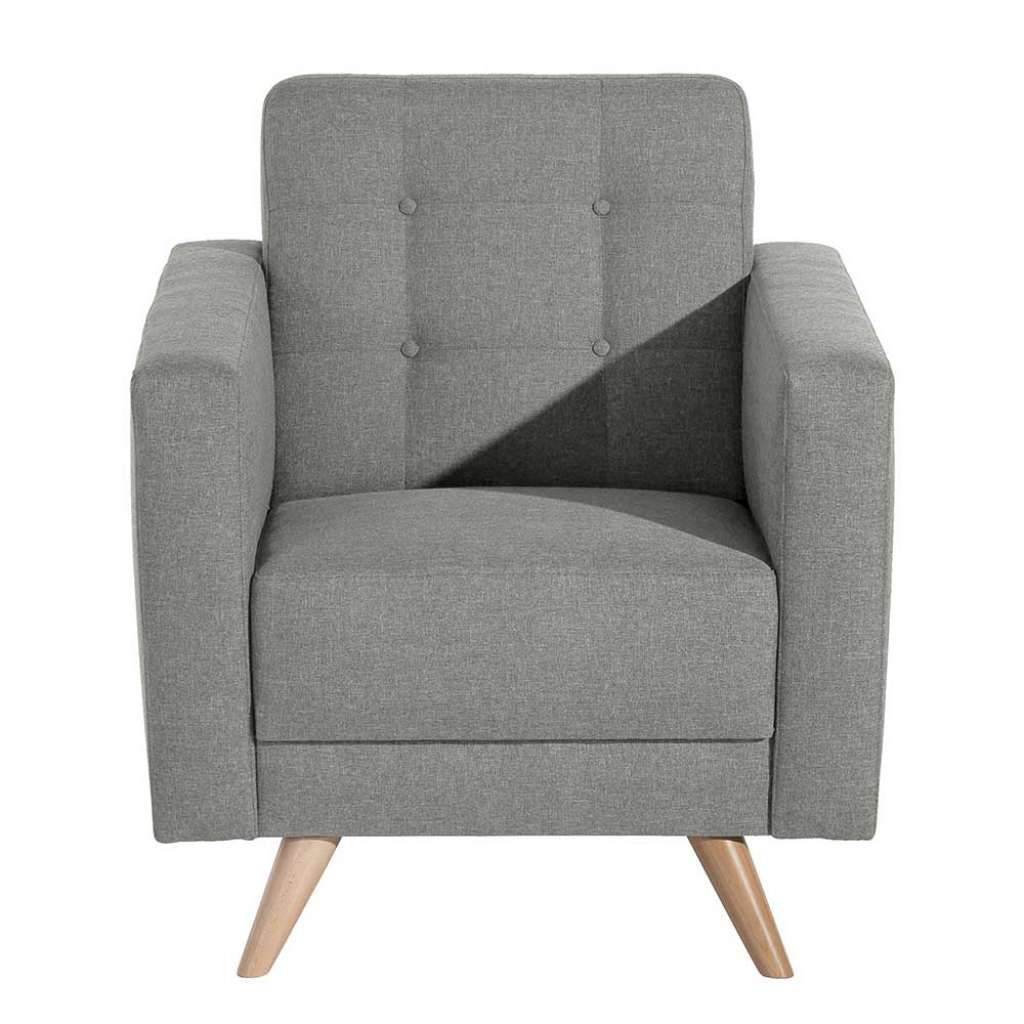 Retrostil Sessel in Hellgrau Webstoff 75 cm breit