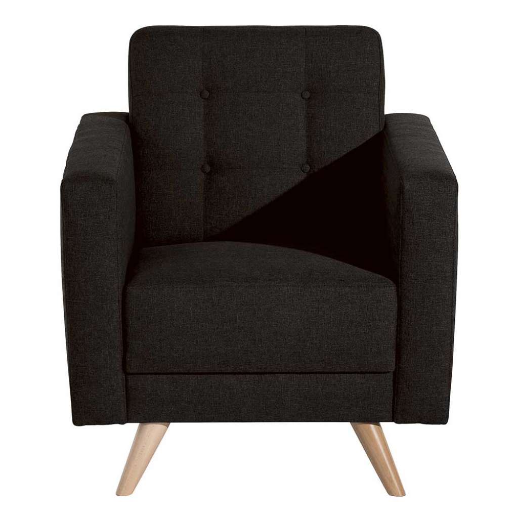 Wohnzimmer Sessel in Dunkelbraun Flachgewebe Armlehnen und Federkern