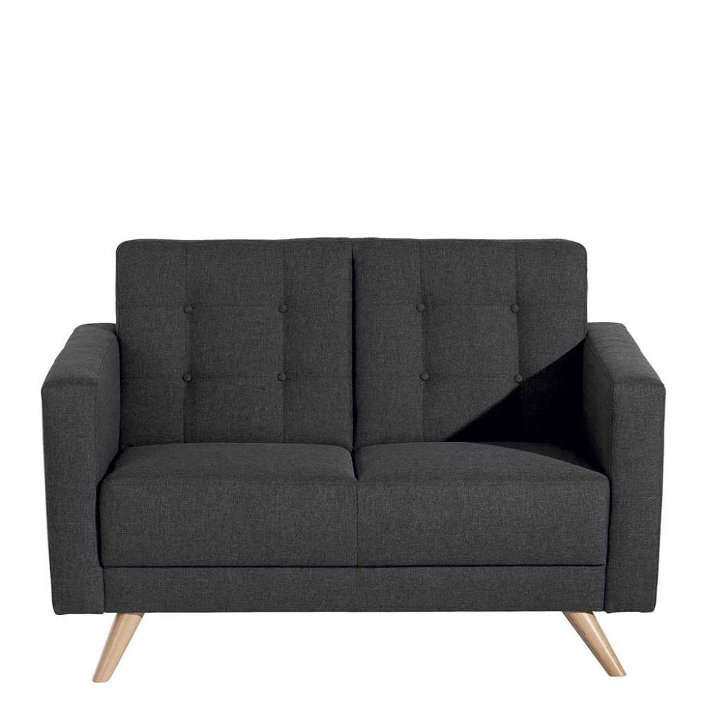 Armlehnen Zweiersofa in Dunkelgrau Webstoff 128 cm breit