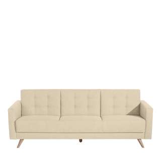 Beiges Dreisitzer Schlafsofa mit Armlehnen und Wellenunterfederung 230 cm breit
