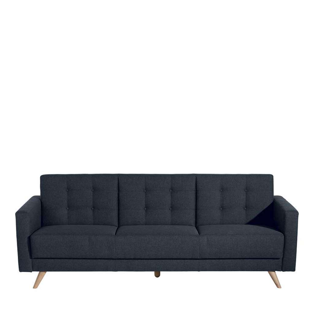Dreisitzer Schlafsofa mit Armlehnen in Dunkelblau Webstoff 230 cm breit