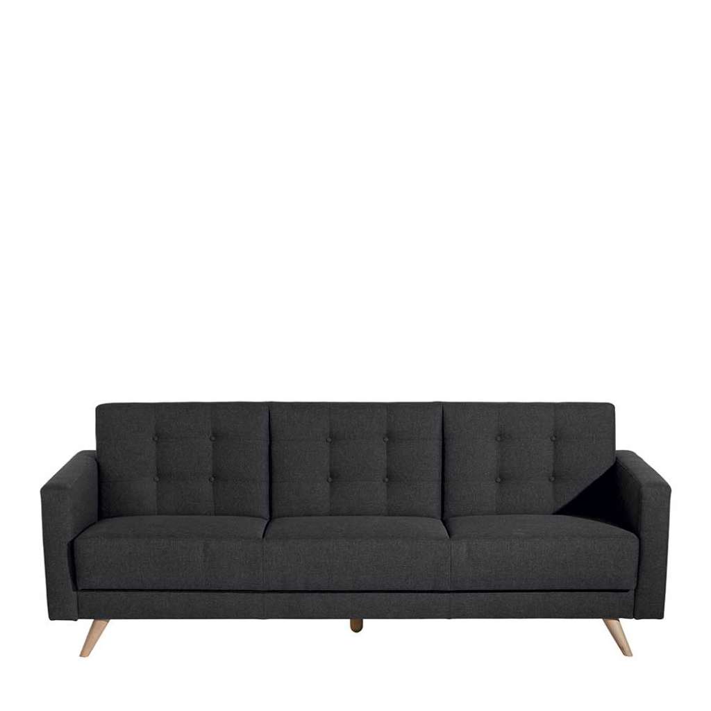 Retro Schlafcouch in Grau Flachgewebe 230 cm breit