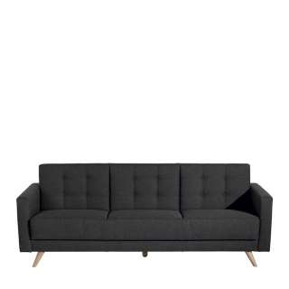 Retro Schlafcouch in Grau Flachgewebe 230 cm breit