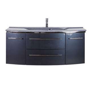 Waschbeckenschrank in Anthrazit Hochglanz Mineralmarmor-Becken in Granit Grau