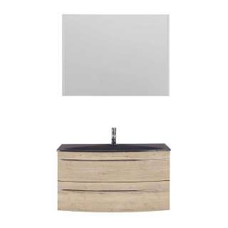 Waschtisch und Spiegel in Eiche Bianco Touchwood Made in Germany (zweiteilig)
