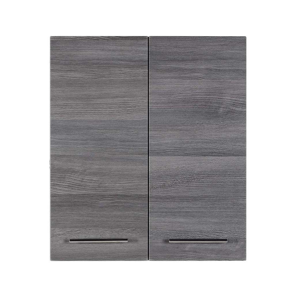 Bad Hängeschrank mit zwei Türen Dunkelgrau Holzoptik