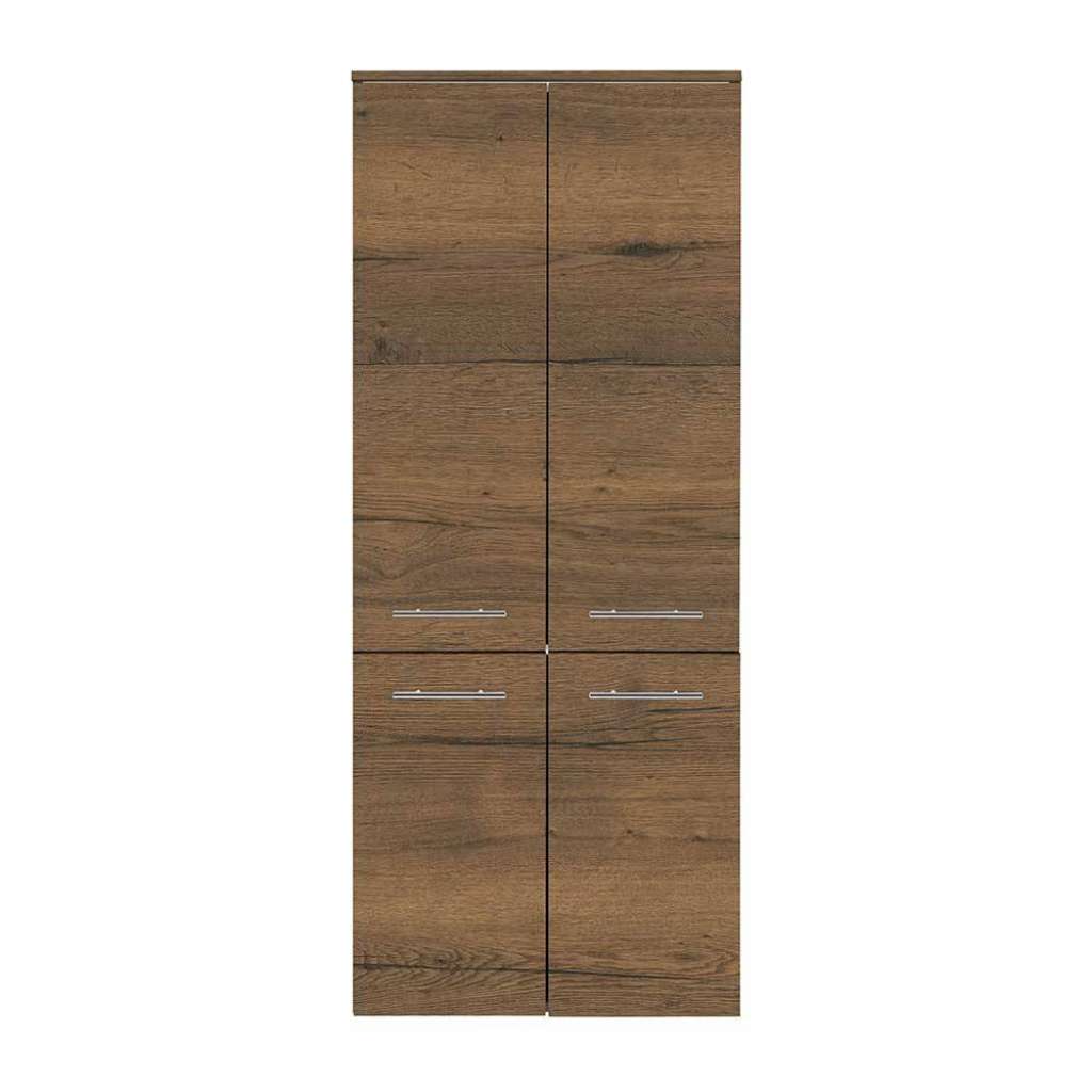Wandmontage Midischrank Bad in Eiche dunkel 149 cm hoch