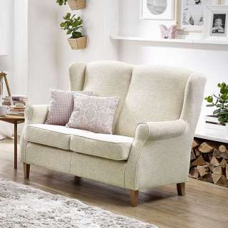 Zweisitzer Beige Landhaus aus Chenillegewebe Federkern