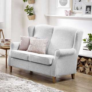 Wohnzimmercouch hellgrau Chenille im Landhausstil 139 cm breit