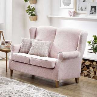 Zweiersofa Landhaus Rosa aus Chenillegewebe Federkern Polsterung