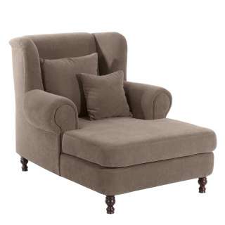 Loveseat Landhaus Velours in Beigegrau 120 cm Sitztiefe