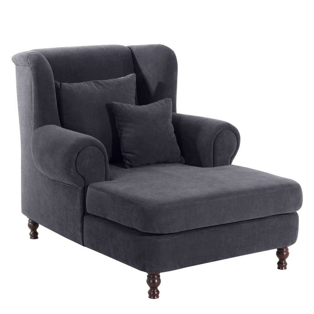 Bigsessel mit Kissen Anthrazit im Landhausstil Velours