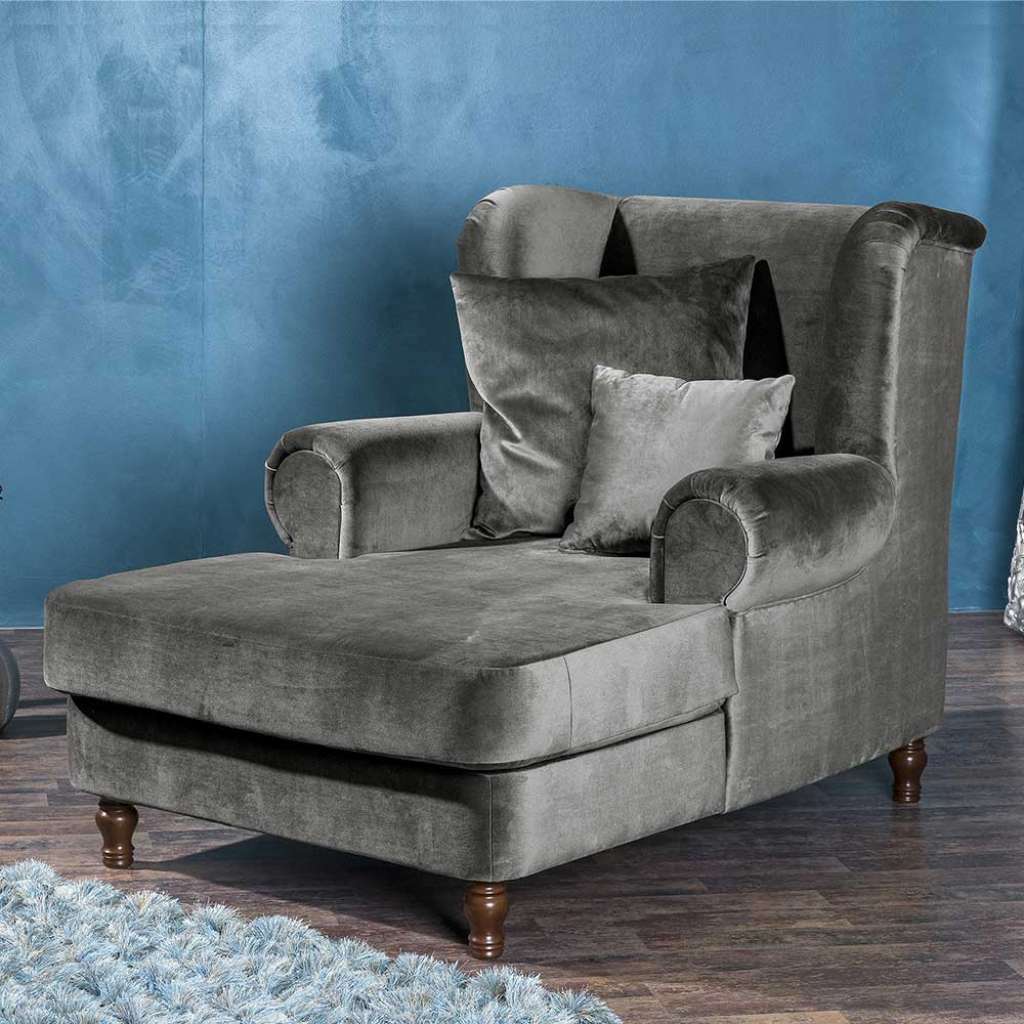 Bigsessel Samtvelours Grau im Landhausstil 149 cm tief