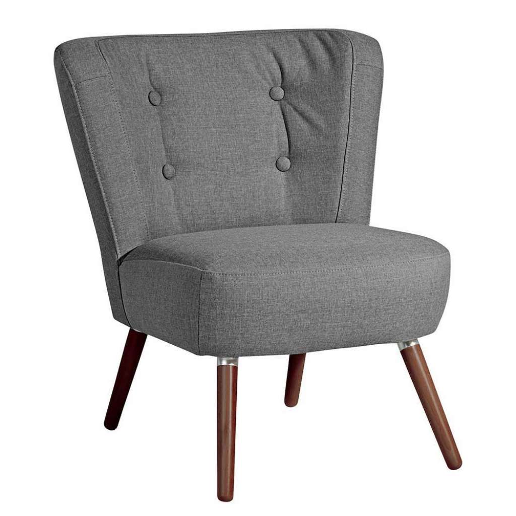 Wohnzimmer Sessel klein in Anthrazit und Nussbaumfarben 69 cm breit