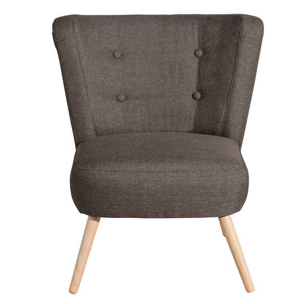 Lounge Sessel Retro in Beigegrau Vierfußgestell aus Holz