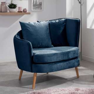 Luxus Einzelsessel in Dunkelblau Samtvelours 106 cm breit
