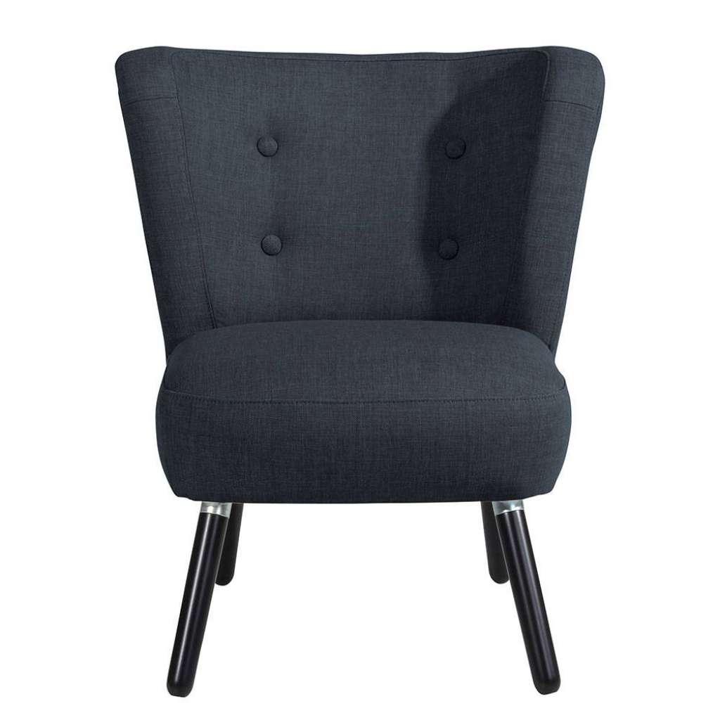 Lounge Sessel Retro Anthrazit aus Flachgewebe Buche Massivholz