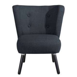 Lounge Sessel Retro Anthrazit aus Flachgewebe Buche Massivholz