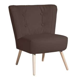 Polstersessel braun klein im Retrostil Vierfußgestell aus Holz